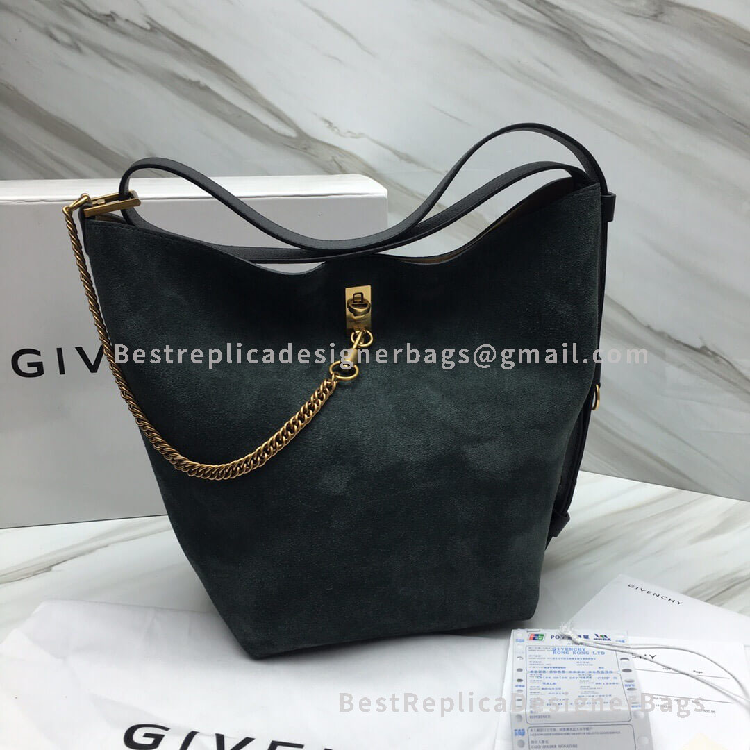 Givenchy Mini GV Bucket Bag In Green And Wine Suede Leather GHW 29911